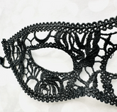 Nessiworld Black Color Cat Model Lace Embroidery Party Mask No. 12